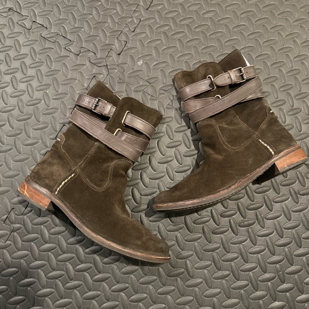 Bussola Brown Suede Leather Boots Size EU 37 Western Boho